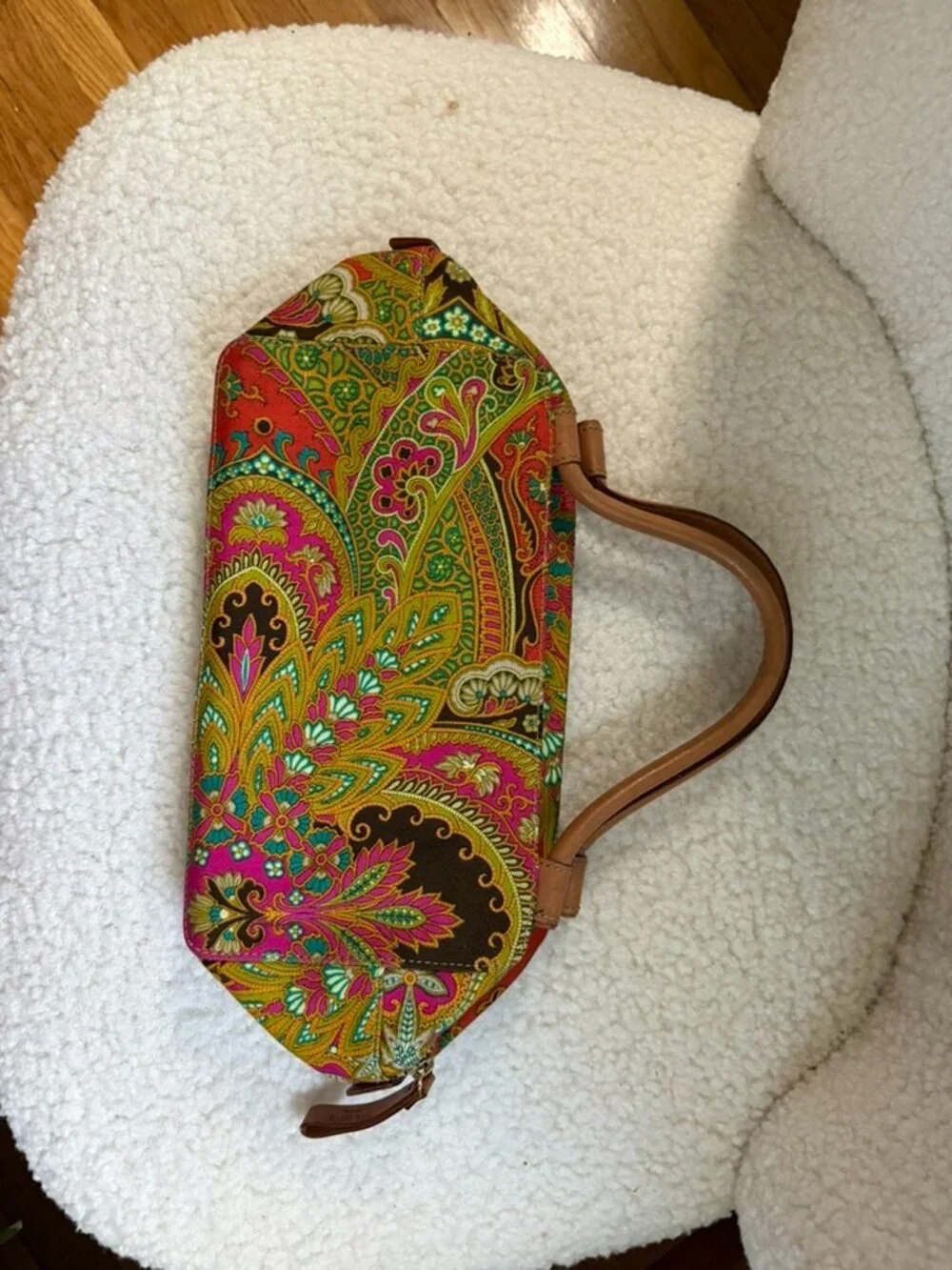 Authentic Kate Spade New York Vintage Paisley Canvas Satchel/Bowler Bag.